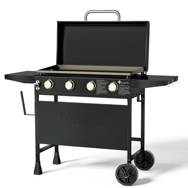 KingChii 4-Burner 32" Propane Griddle Outdoor Flat Top Gas Grill Griddle with Hard Cover for Camping, Tailgating, BBQ, Parties, Backyard & Patio