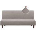 thumbnail image 1 of Stretch Armless Futon Cover Futon Slipcover Full Queen Size Futon Couch Cover Futon Sofa Cover Futon Bed Cover Furniture Protector with Elastic Bottom, Checked Pattern Jacquard (Futon, Taupe), 1 of 5