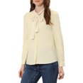 thumbnail image 4 of INSPIRE CHIC Blouse Chemise à Manches Longues de Travail pour Femme à Col Noué Boutonnée TP Beige, 4 of 7