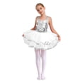 thumbnail image 1 of Hansber Robe Tutu de Danse pour Filles Enfants Paillettes Jazz Fête Robe de Danse Costume de Performance sur Scène Argent 12, 1 of 7