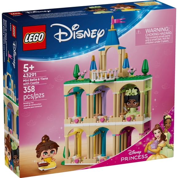 LEGO Disney Princess Mini Belle & Tiana with Castle Building Toy - Princess Toy Figures & Playset for Girls & Boys, Ages 5+ - Disney Gifts for Kids - 43291