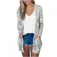 thumbnail image 1 of Pompotops Chemisier Décontracté à Manches Longues Imprimé pour Femmes avec Poche Cardigan Liquidation, 1 of 5