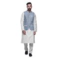 thumbnail image 1 of Atasi Kurta Pyjama Traditionnel Uni à Col Mandarin avec Ensemble de Veste Imprimée, 1 of 3