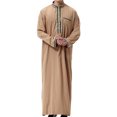 thumbnail image 3 of Birdeem Robe Musulmane pour Hommes Robe Arabe Mi-Longue Style Long Manches Longues Brodée Col Montant Poche Longue Chemise Mode Décontractée, 3 of 9
