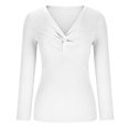 thumbnail image 4 of RKSTN Chandails pour Femmes Mode Uni Manches Longues Col Rond Chandail Décontracté Hauts Chandails d'Automne, 4 of 8