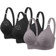 thumbnail image 2 of Bras for Women, 3PCS Womans Printing Gathered Together Large Size Daily Bra Underwear No Rims, 2 of 9