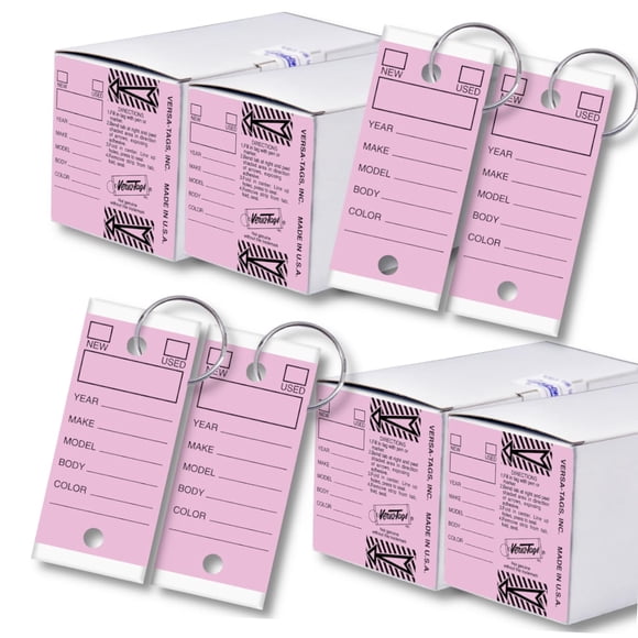 Versa-Tags 1000 Key Tags Self Protecting Poly 1.25''x3'' Highly Resistant to Abrasion 1000 Key Tag Pack 1000 Chrome Plated Key Tag Rings Included Color Lilac