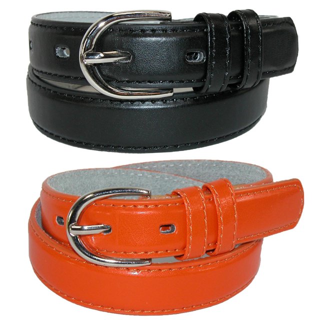 CTM® Ceinture Habillée en Cuir de Base pour Enfant (Lot de 2 Couleurs)