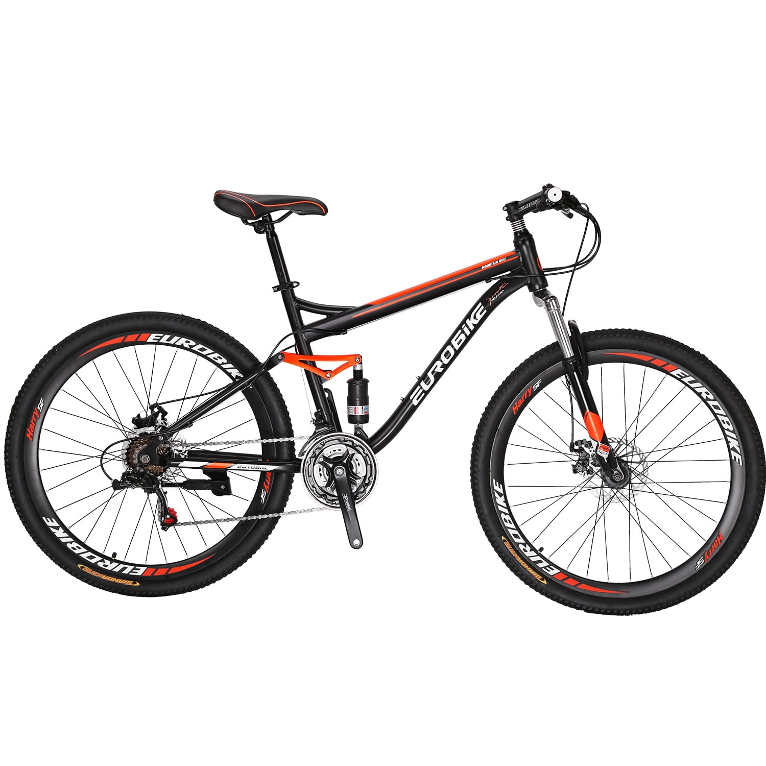 Mountain Bike，Full Suspension Mountain Bike 27.5 Inch Wheels 21 Speed Dual Disc Brakes Full Suspension Aldult for Mens Women Bicycle 3-Spoke Orange