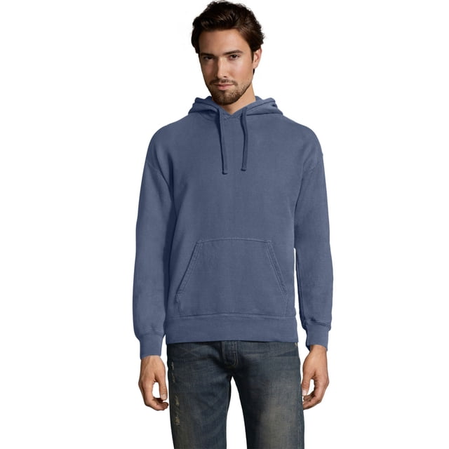Hanes Mens Big ComfortWash Garment Dyed Fleece Hoodie Sweatshirt, S, Saltwater