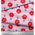 thumbnail image 2 of Soimoi Poly Georgette Fabric Floral & Bee Insects Print Fabric by The Yard 42 Inch Wide, 2 of 3