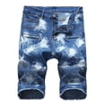 thumbnail image 3 of Cameland Men's Ripped Denim Trunks Stretchy Washed Jeans Trunks Cut-off Classic Fit Biker Jeans Trunks, 3 of 9
