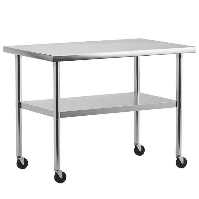 Yiwa Stainless Steel Prep Table, Adjustable Lower Shelf, for Kitchen, Restaurant, Home, Garage, Hotel