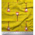 thumbnail image 1 of Soimoi Yellow Silk Fabric Notes & Guitar Musical Instrument Fabric Prints By Yard 42 Inch Wide, 1 of 5