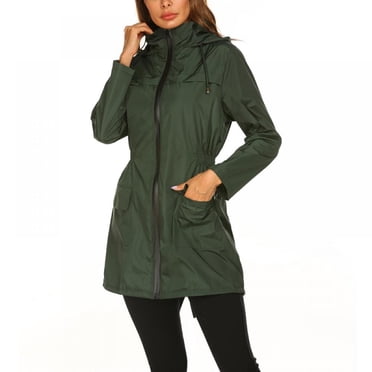 Bangus Manteau de Pluie pour Femmes avec Capuchon, Imperméable Léger, Manteaux de Pluie pour Femmes, Respirant, Extérieur, Long Trench Imperméable