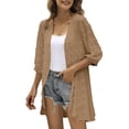 thumbnail image 1 of Pompotops Blouse Cardigan Décontractée à Manches Trois-Quarts Unie pour Femmes en Liquidation, 1 of 7