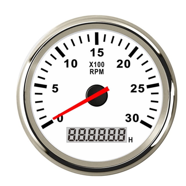 85mm Tachometer Gauge with LCD Hour Meter 3000 RPM Car Boat Tacho Sensor Marine Tacho Meters 12V/24V Red Backlight ,Easy to Calibrate