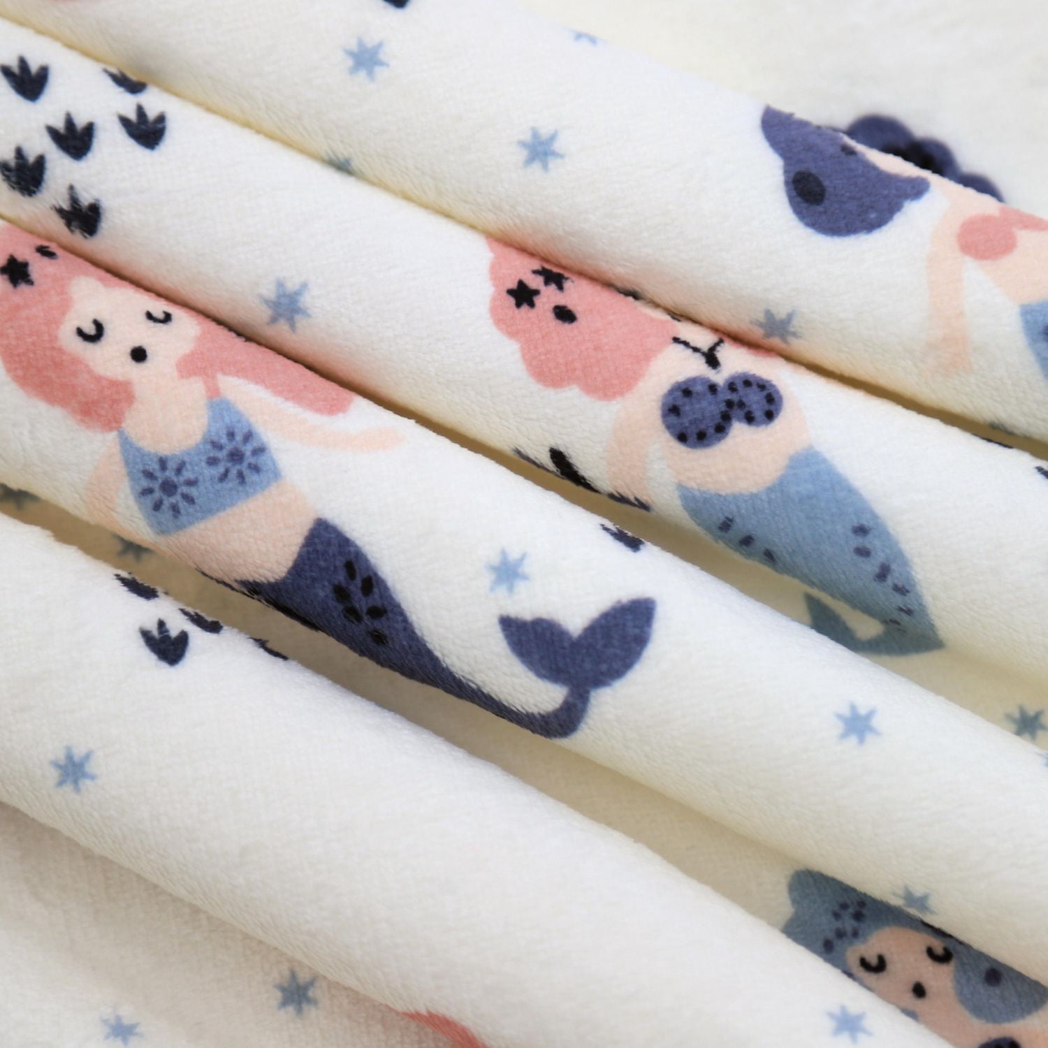 Couverture réversible en flanelle polaire douce et chaude pour enfants, motif sirène rose avec base blanche, 101 x 127 cm