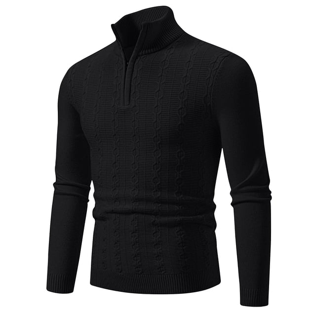 LOVZFMLL Chandails pour Hommes, Col Roulé Côtelé Uni, Chandail à Enfiler, Mode Décontractée Basique de Tous les Jours Demi-Fermeture Éclair pour Superposition, Hauts d'Hiver Chauds, Vêtements d'Automne