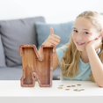 thumbnail image 2 of Wooden English Letter Savings Can with Transparent Glass Front for Coin Storage, 2 of 6