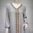 thumbnail image 3 of Robe Abaya Musulmane Femme, Caftan à Col en V, Robe de Prière Islamique, Robe Brodée Effet Bronzage, Robe Longue de Soirée pour les Fêtes, 3 of 6