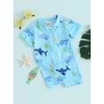 thumbnail image 3 of Wangsaura Toddler Baby Boy Rash Guard Swimsuit Cute Print Short Sleeve Zip Front Bathing Suit Swimwear, 3 of 9