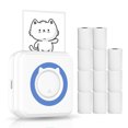 thumbnail image 1 of ikayaa All-in-one Photo Printer Multifunction Portable Printer Wireless Instant Printer Support Connection for Smartphone with 11 Paper Rolls 57mm Compatible with iOS AndroidFeatures: 1.Multi-function: The photo printer can print photos, labels, messages, lists, records, QR Code, voice note and support printing. 2.Simple Connection Method: The portable printer supports wireless connecting with smartphone and easy to use. (Please connect the mobile phone with the printer in app interface) 3.Easy to Carry: Small and lightweight body, can be put in your pocket. 203 DPI high print resolution, super clear printing quality. Suitable for study, office, home and travel. The best gift for students, office workers, lovers, friends, family. 4.Convenient for Your Life: Can record the scenery you see, record his or her sweet words, fun and practical. Built-in 1000mAh rechargeable battery, the printer does not need ink cartridge when using, low operation cost. 5.Useful for Students and Parents: A perfect replacement of conventional copying by hand,help improve the efficiency of parents coaching their and students learning to solve problems.  Specifications: Material: ABS Color: Pink, Blue, Blue, Black (optional) Print Type: Thermal Printing Input: 5V,1A Resolution: 203dpi Connection: BTUSB Battery: 7.4V, 1000mAh Paper Width: 57mm Roll Diameter: 30mm Item Size: 80*80*35mm3.1*3.1*1.4in Item Weight: 160g5.6oz Package Size: 153*107*44mm6.0*4.2*1.7in Package Weight: 359g12.6oz  Note: 1. Download the app 'funprint' for iOS phones;Android users can search 'funprint' and download it in the store. 2. The app 'funprint' with English, French, Italian, Spanish, German, Greek, Russian, Japanese,Chinese multi language support. 3. Before connecting, make sure the and location functions of the phone are turned on. After turning on the function, enter the APP and connect the printer.  Packing List: 1* Printer 1*USB Cable 1*User Manual 11*Thermal Paper Rolls     , 1 of 7