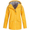 thumbnail image 1 of Fridja Womens Solid Rain Jacket Outdoor Plus Size Waterproof Hooded Raincoat Windproof, 1 of 3