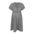 thumbnail image 3 of EGNMCR Robe pour Femmes, Robe à Manches Courtes à Encolure Carrée Longueur Genou Femmes Robe Décontractée avec Nœud Robe d'Allaitement à Manches Courtes Robe de Maternité Courte Robe pour Femmes Enceintes, 3 of 8
