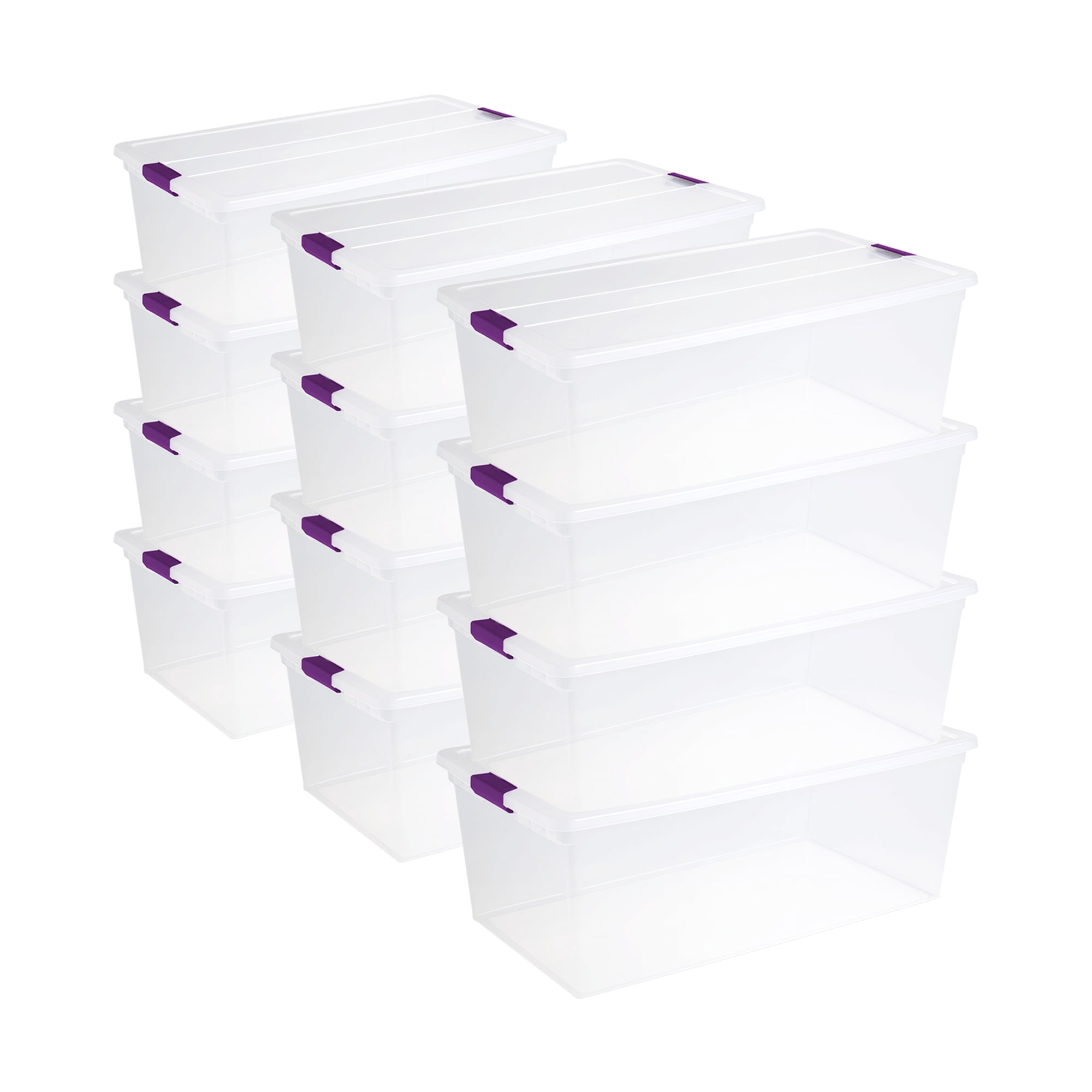 Sterilite Boîte de Rangement Transparente de 110 Qt avec Couvercle à Loquet Sécurisé, (Lot de 12)