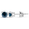 thumbnail image 2 of 1/2cttw Blue Diamond Round Stud Earring 14k in White Gold, 2 of 2