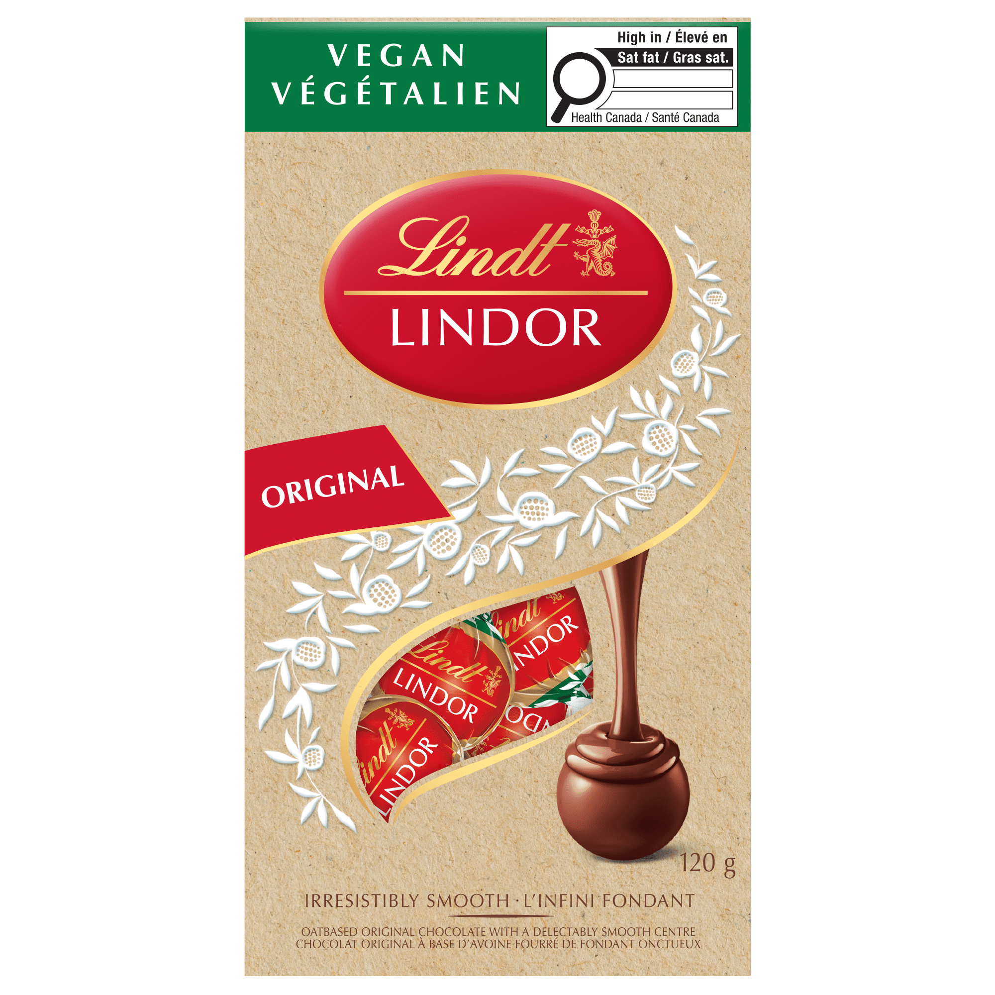 Lindt LINDOR Vegan Chocolate Truffles Bag (Original Flavour), 120g