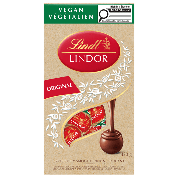 Lindt LINDOR Vegan Chocolate Truffles Bag (Original Flavour), 120g