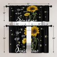 thumbnail image 4 of Sunflower Kitchen Curtains Summer Bees Window Curtains and Valances Set 36 Inch, Watercolor Sunshine Short Tier Curtain for Kitchen, Black Background Small Kitchen Decor, 4 of 5