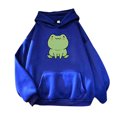 thumbnail image 1 of cllios Womens Cute Cartoon Frog Print Hoodies Long Sleeve Pullover Drawstring Hooded Sweatshirts, 1 of 3