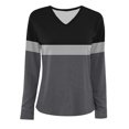 thumbnail image 3 of Pisexur Femmes Sweat à Capuche Mode Color Block Patchwork V Sweat-Shirts Décontractés Lâches à Manches Longues pour les Femmes Sweat-Shirt Oversize Léger Fluide pour les Femmes Pulls, 3 of 3