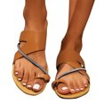 thumbnail image 4 of Styesk Womens Sandals Summer New Large Size One Line Set Toe Flat Rhinestones Large Size Outside To Wear Beach Sandals, 4 of 9
