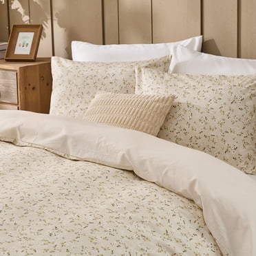 Gogreen Luxury Queen Duvet Cover Floral, Soft & Breathable 100% Cotton 3 Pieces Queen Bedding Sets, Pattern Queen Comfy Duvet Cover, with Zipper Closure