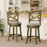 Costway Swivel Bar Stools Set of 2, 25" Counter Height Barstools with Backrests for Kitchen