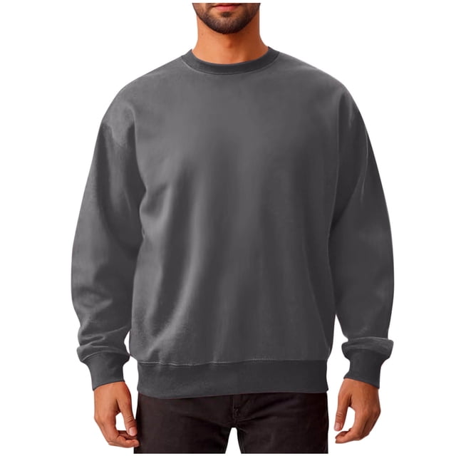 cfhntfmh Chandails Molletonnés pour Hommes Grande Taille Décontractés à Col Rond à Manches Longues Hauts Basiques Molleton Doux Chandails Molletonnés Unis