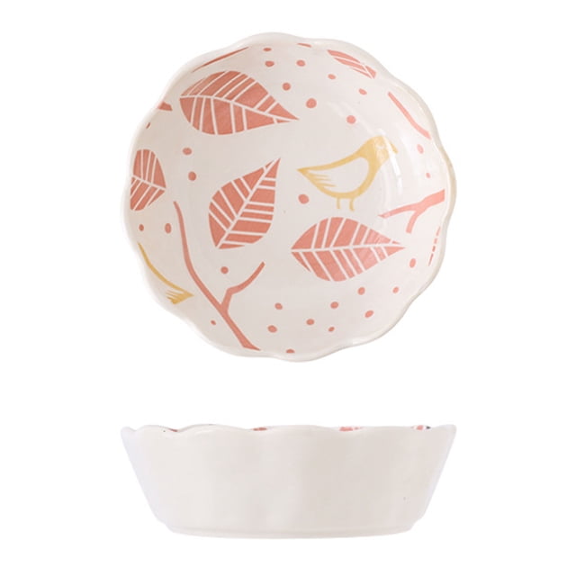 Qeeadeea Small Round Baking Dish Set Of 2, Colorful Ceramic Pie Pan, Round Ceramic Pie Plate-white-bird