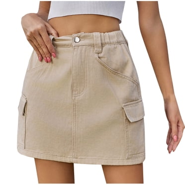 Cameland Jupes Cargo pour Femmes Jupe-Short Mini Jupes Été Taille Haute Jupe Crayon Unie Tenue de Travail Robe