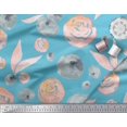 thumbnail image 2 of Soimoi Poly Georgette Fabric Flower & Leaves Watercolor Printed Fabric 1 Yard 52 Inch Wide, 2 of 3