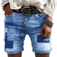 thumbnail image 3 of AherBiu Short Jeans for Women High Waisted Patchwork Summer Classic Slim Denim Shorts with Pockets, 3 of 3