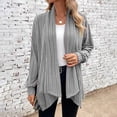 thumbnail image 2 of Yuyuzo Womens Cardigan Long Sleeve Irregular Hem Drape Open Front Knit Solid Color Cardigan Sweater Fall, 2 of 5