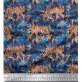 thumbnail image 1 of Soimoi Rayon Fabric texture,leaves & tiger Animal Decor Fabric Printed Yard 56 Inch Wide, 1 of 1