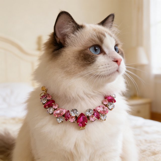 EGNMCR Adjustable Crystal Rhinestone Pet Necklace Bling Pet Jewelry For Small Medium Dogs Cats Wedding Party Holiday Pet Accessory Cute Gift For Pet Lovers Stone pets necklace