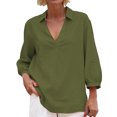 thumbnail image 2 of Jacenvly Hauts pour Femmes Décontractés Liquidation Chemise à Manches Longues Col Porte Tube Régulier Couleur Unie Haut pour Femme Chemise Hauts pour Femmes Liquidation, 2 of 5
