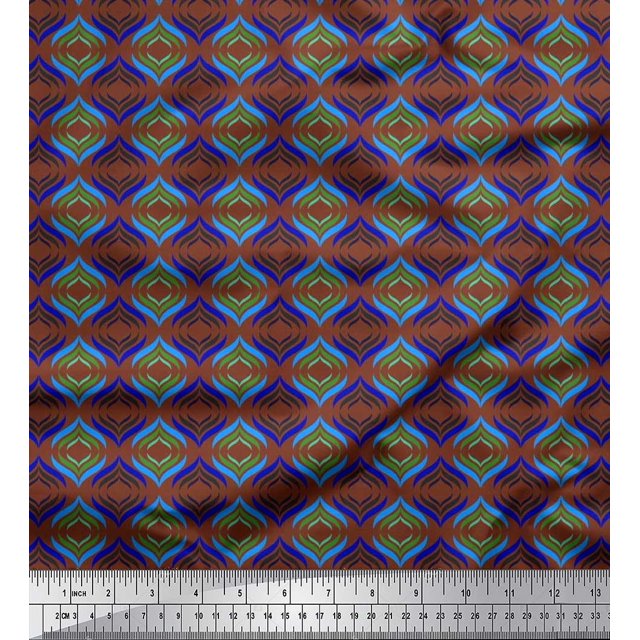 Soimoi Polyester Crepe Fabric Ogee Damask Print Fabric by The Yard 42 Inch Wide