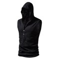 thumbnail image 1 of EGNMCR Débardeurs Homme Homme Décontracté Mode Uni Bouton Sans Manches Hauts Blouse Chandail à Capuchon Chandails, 1 of 4